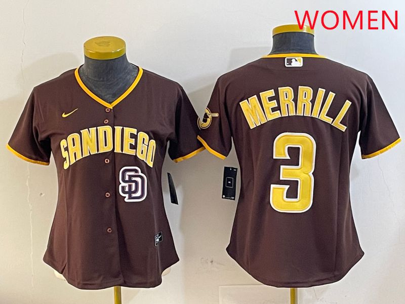 Women San Diego Padres #3 Merrill Brown Game 2025 Nike MLB Jersey style 8